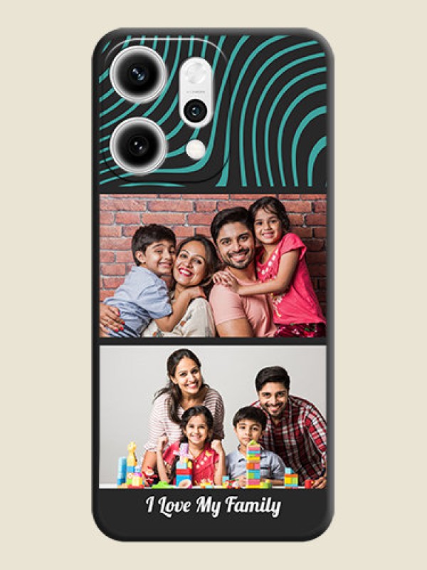 Custom Wave Pattern with 2 Image Holder On Space Black Custom Soft Matte Mobile Back Cover - Oppo Reno 14 Pro 5G