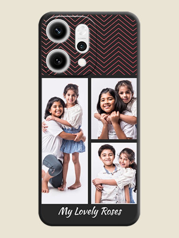 Custom Wave Pattern with 3 Image Holder On Space Black Custom Soft Matte Mobile Back Cover - Oppo Reno 14 Pro 5G