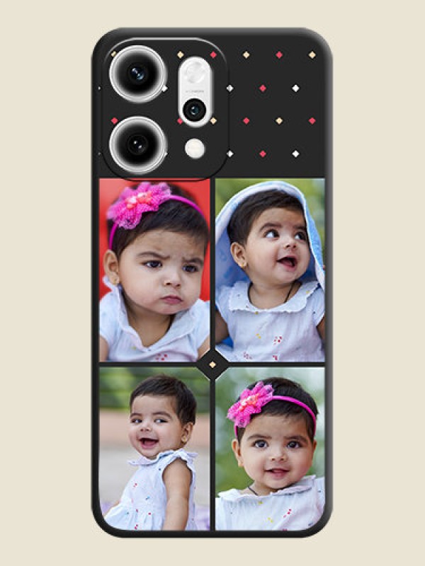 Custom Multicolor Dotted Pattern with 4 Image Holder On Space Black Custom Soft Matte Mobile Back Cover - Oppo Reno 14 Pro 5G