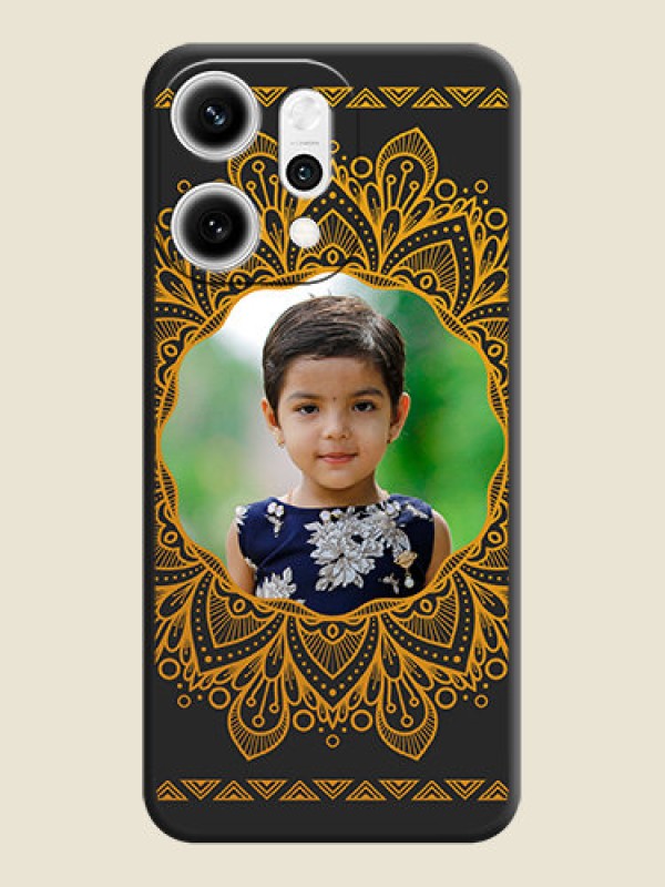 Custom Round Image with Floral Design On Space Black Custom Soft Matte Mobile Back Cover - Oppo Reno 14 Pro 5G