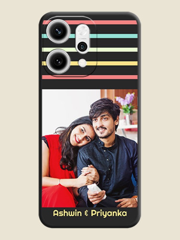 Custom Color Stripes with Photo and Text on Photo On Space Black Custom Soft Matte Mobile Back Cover - Oppo Reno 14 Pro 5G