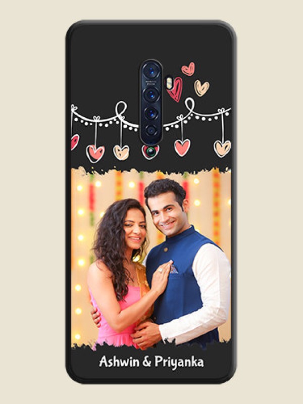 Custom Pink Love Hangings with Name on Space Black Custom Soft Matte Phone Cases - Oppo Reno 2