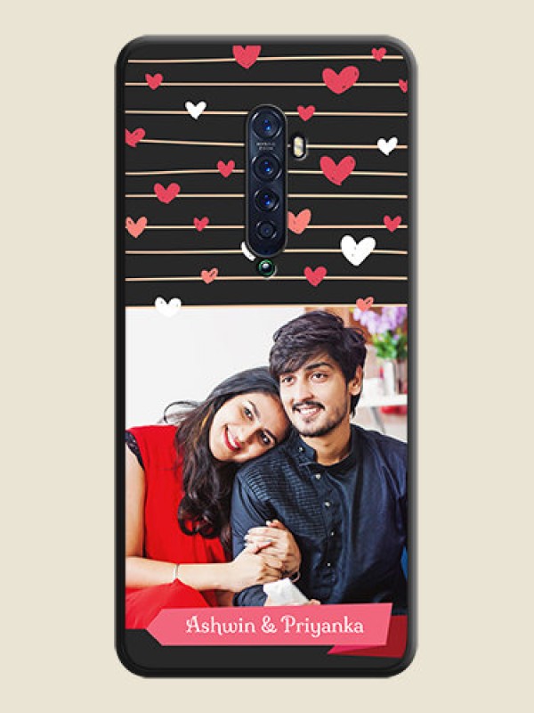 Custom Love Pattern with Name on Pink Ribbon on Photo on Space Black Soft Matte Back Cover - Oppo Reno 2