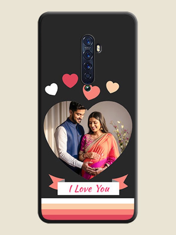Custom Love Shaped Photo with Colorful Stripes on Personalised Space Black Soft Matte Cases - Oppo Reno 2