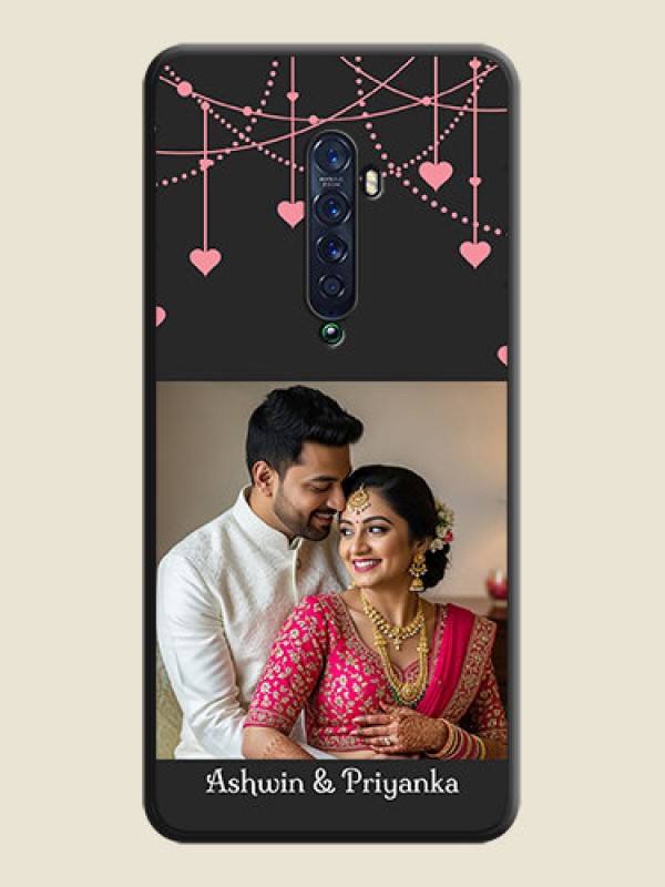 Custom Pink Love Hangings with Text on Space Black Custom Soft Matte Back Cover - Oppo Reno 2