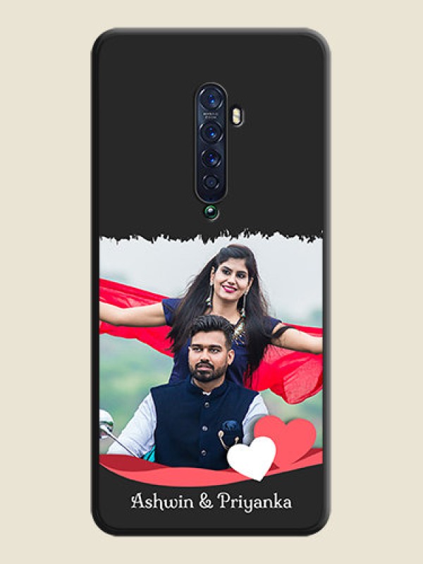Custom Pin Color Love Shaped Ribbon Design with Text on Space Black Custom Soft Matte Phone Back Cover - Oppo Reno 2