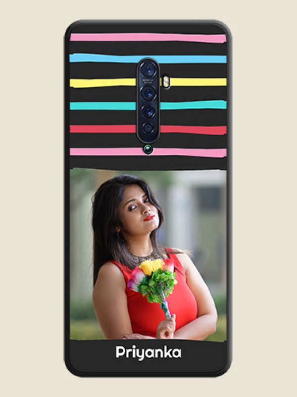 Custom Multicolor Lines with Image on Space Black Personalized Soft Matte Phone Covers - Oppo Reno 2