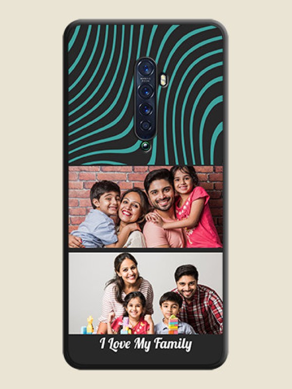 Custom Wave Pattern with 2 Image Holder on Space Black Personalized Soft Matte Phone Covers - Oppo Reno 2