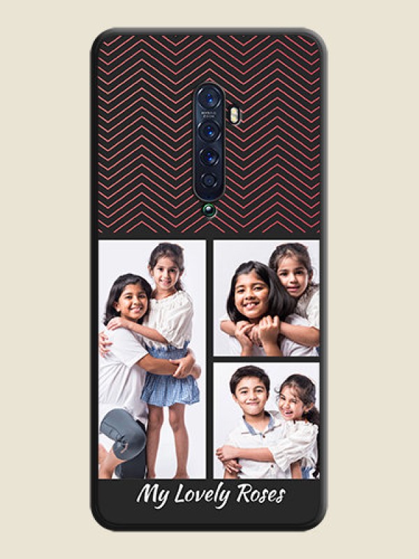 Custom Wave Pattern with 3 Image Holder on Space Black Custom Soft Matte Back Cover - Oppo Reno 2