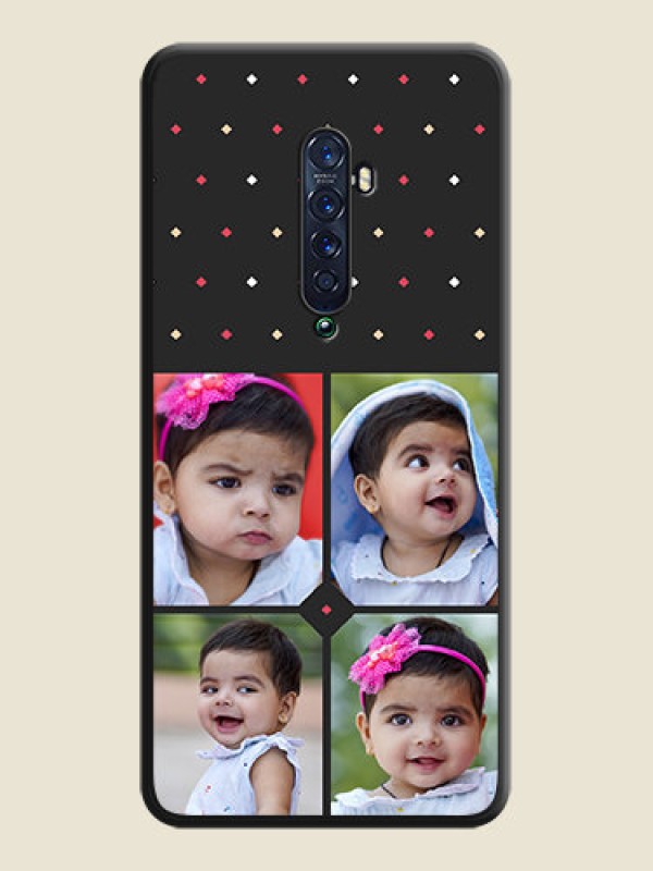 Custom Multicolor Dotted Pattern with 4 Image Holder on Space Black Custom Soft Matte Phone Cases - Oppo Reno 2