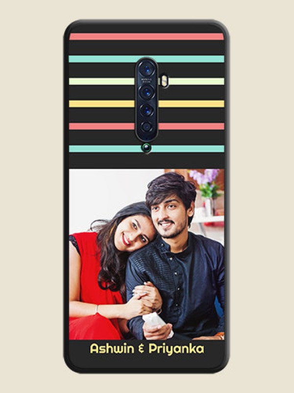 Custom Color Stripes with Photo and Text on Photo on Space Black Soft Matte Mobile Case - Oppo Reno 2