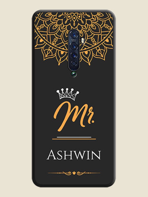 Custom Mr Name with Floral Design on Personalised Space Black Soft Matte Cases - Oppo Reno 2