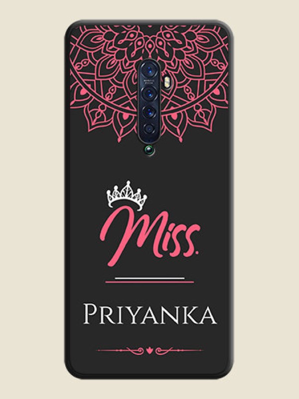 Custom Mrs Name with Floral Design on Space Black Personalized Soft Matte Phone Covers - Oppo Reno 2