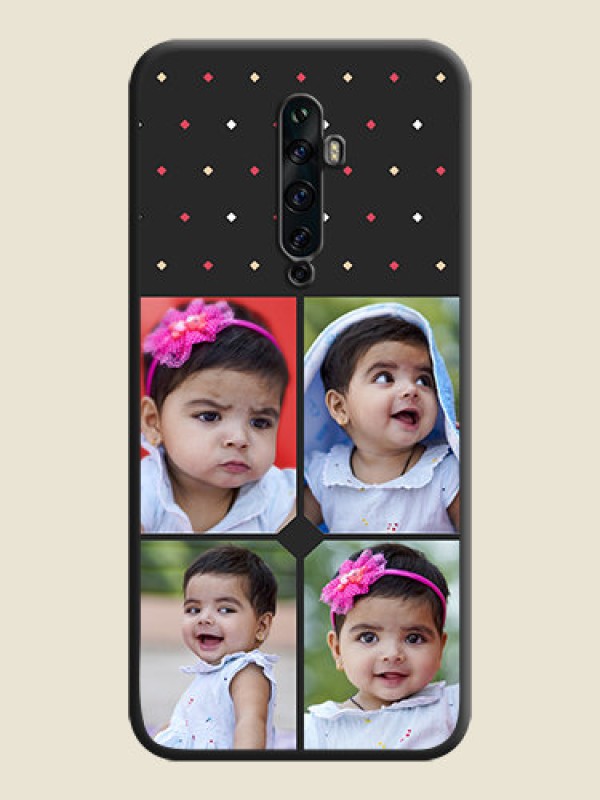 Custom Multicolor Dotted Pattern with 4 Image Holder on Space Black Custom Soft Matte Phone Cases - Oppo Reno 2F