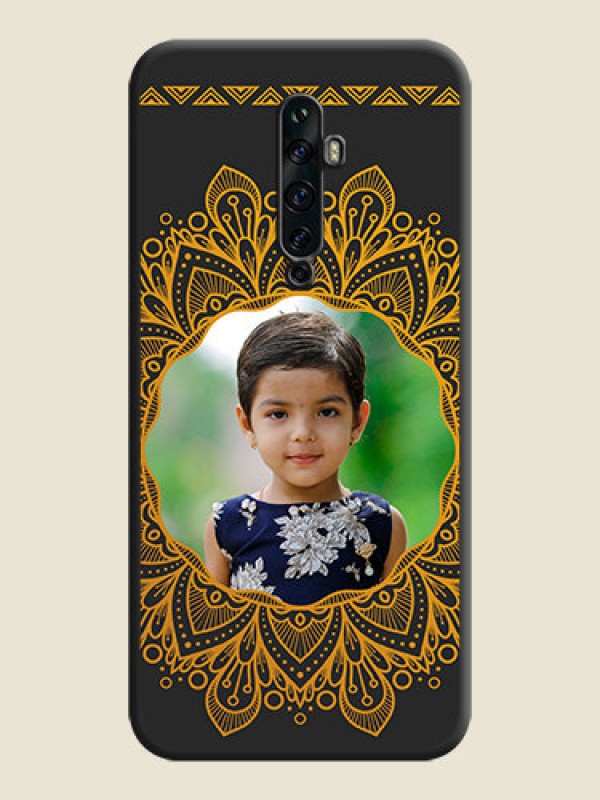 Custom Round Image with Floral Design - Photo on Space Black Soft Matte Mobile Cover - Oppo Reno 2F
