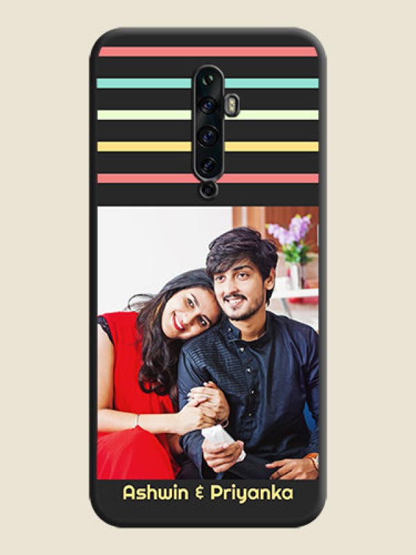 Custom Color Stripes with Photo and Text - Photo on Space Black Soft Matte Mobile Case - Oppo Reno 2F