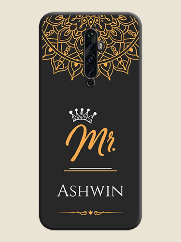 Custom Mr Name with Floral Design  on Personalised Space Black Soft Matte Cases - Oppo Reno 2F