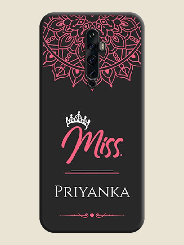 Custom Mrs Name with Floral Design on Space Black Personalized Soft Matte Phone Covers - Oppo Reno 2F