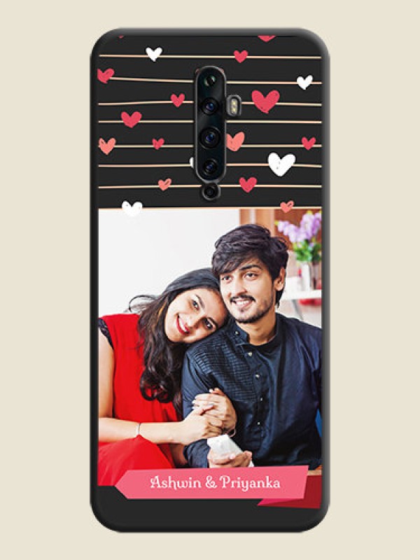 Custom Love Pattern with Name on Pink Ribbon  - Photo on Space Black Soft Matte Back Cover - Oppo Reno 2Z
