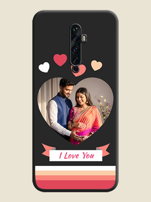 Custom Love Shaped Photo with Colorful Stripes on Personalised Space Black Soft Matte Cases - Oppo Reno 2Z