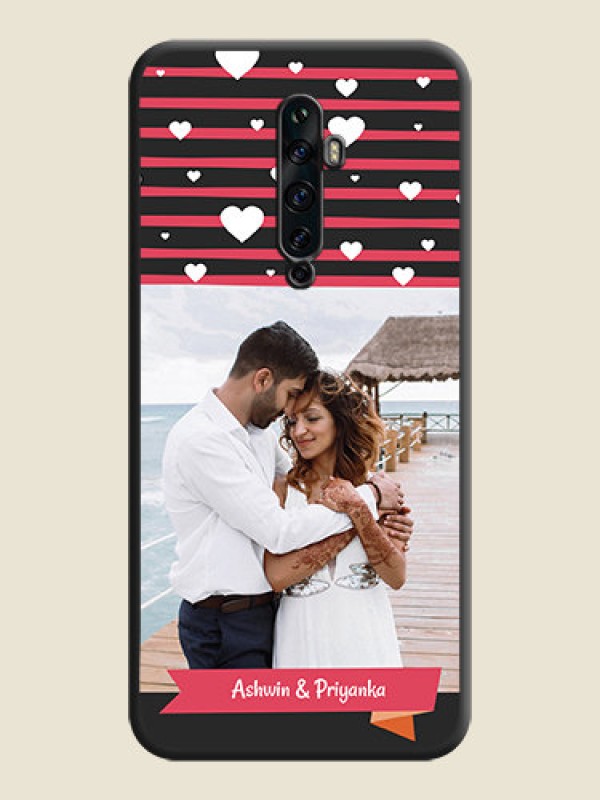 Custom White Color Love Symbols with Pink Lines Pattern on Space Black Custom Soft Matte Phone Cases - Oppo Reno 2Z