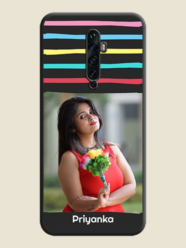 Custom Multicolor Lines with Image on Space Black Personalized Soft Matte Phone Covers - Oppo Reno 2Z