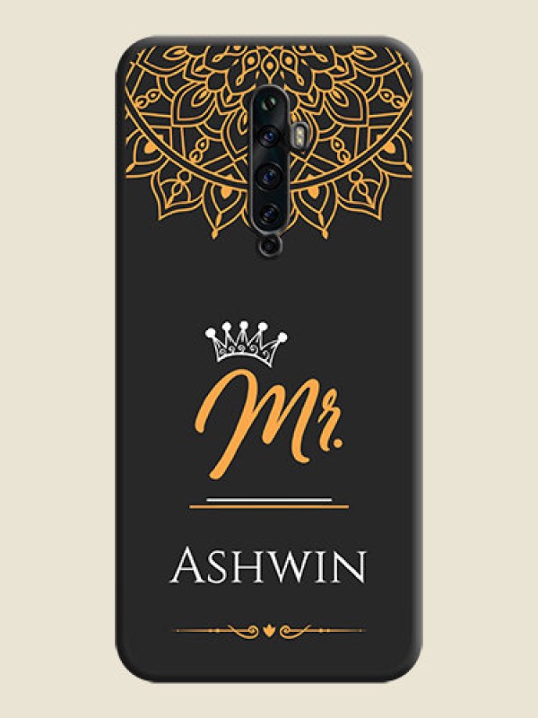 Custom Mr Name with Floral Design  on Personalised Space Black Soft Matte Cases - Oppo Reno 2Z
