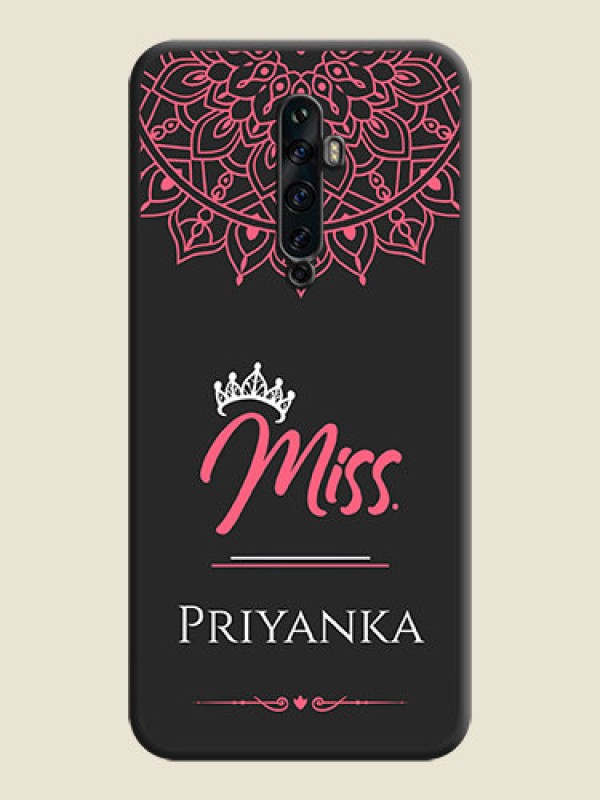 Custom Mrs Name with Floral Design on Space Black Personalized Soft Matte Phone Covers - Oppo Reno 2Z