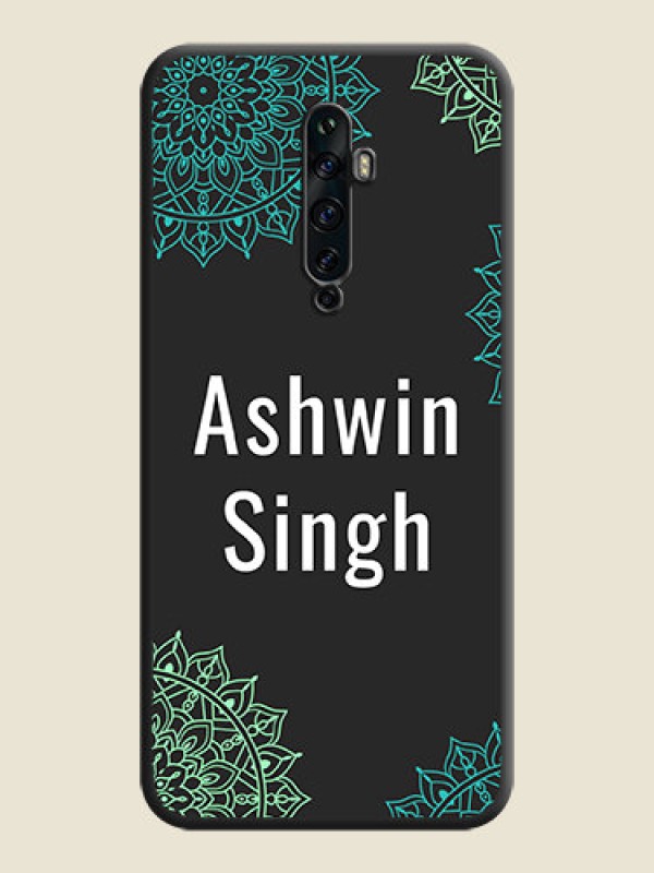 Custom Your Name with Floral Design on Space Black Custom Soft Matte Back Cover - Oppo Reno 2Z