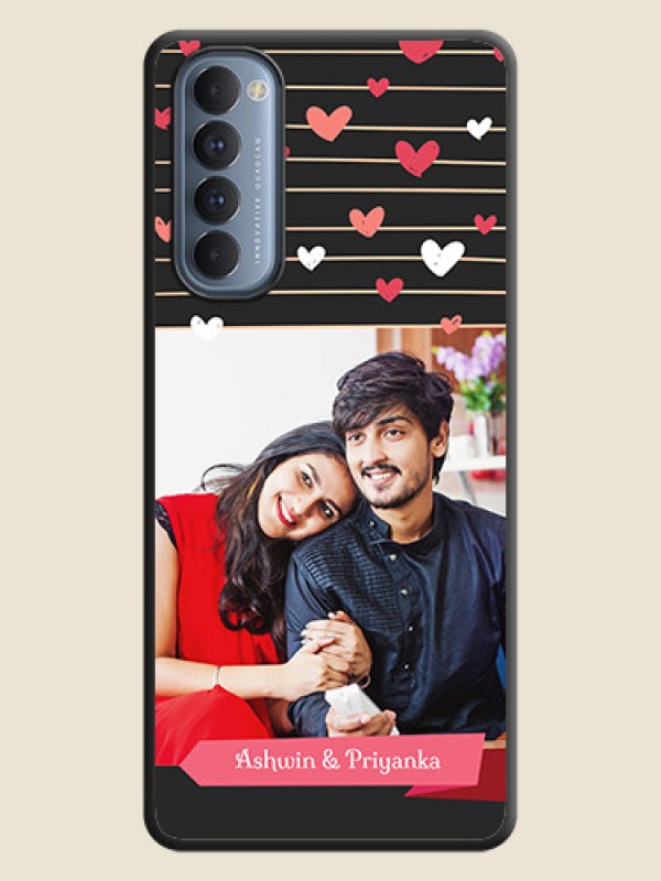 Custom Love Pattern with Name on Pink Ribbon  - Photo on Space Black Soft Matte Back Cover - Oppo Reno 4 Pro