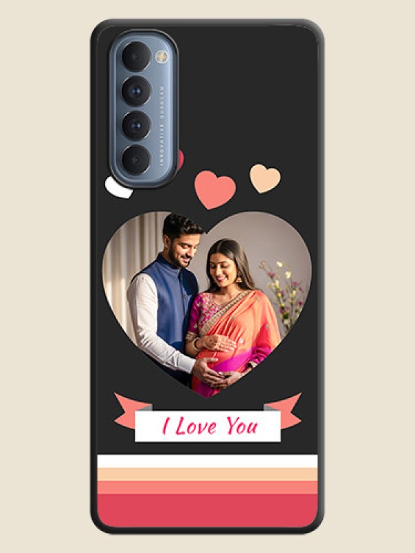 Custom Love Shaped Photo with Colorful Stripes on Personalised Space Black Soft Matte Cases - Oppo Reno 4 Pro