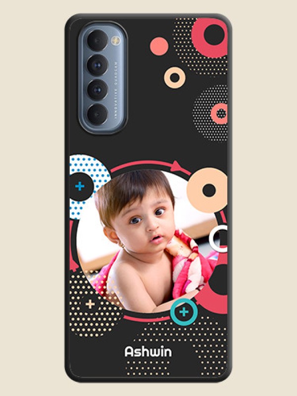 Custom Multicoloured Round Image on Personalised Space Black Soft Matte Cases - Oppo Reno 4 Pro