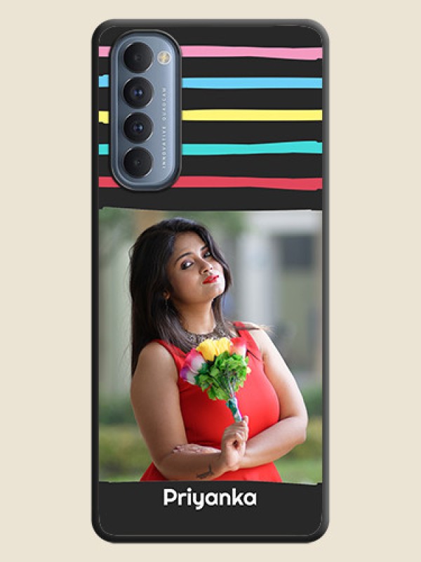 Custom Multicolor Lines with Image on Space Black Personalized Soft Matte Phone Covers - Oppo Reno 4 Pro