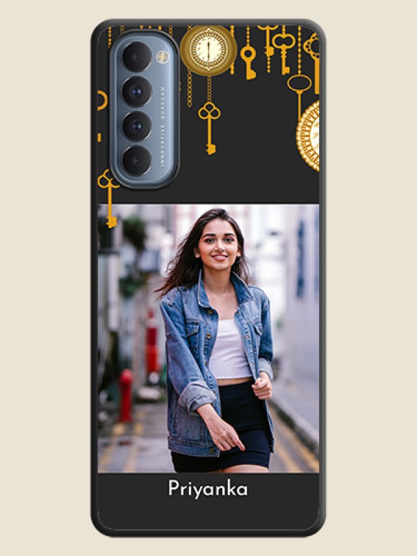 Custom Decorative Design with Text on Space Black Custom Soft Matte Back Cover - Oppo Reno 4 Pro