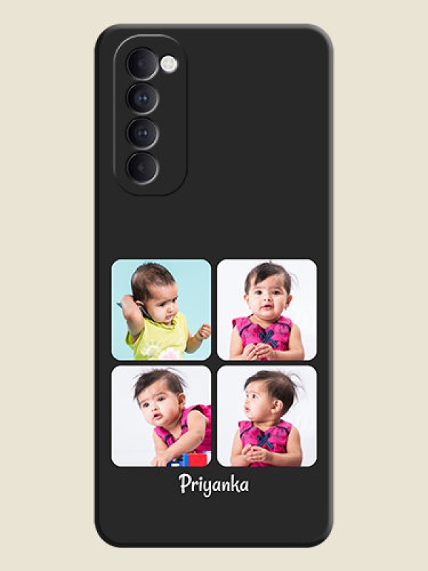 Custom Floral Art with 6 Image Holder - Photo on Space Black Soft Matte Mobile Case - Oppo Reno 4 Pro