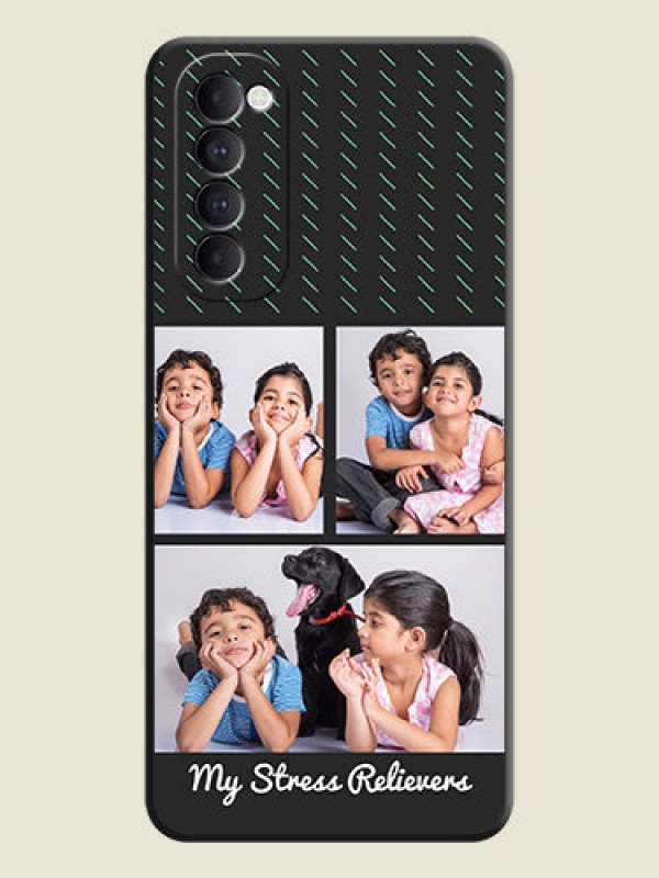 Custom Cross Dotted Pattern with 2 Image Holder  on Personalised Space Black Soft Matte Cases - Oppo Reno 4 Pro