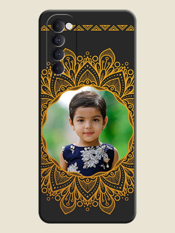 Custom Round Image with Floral Design - Photo on Space Black Soft Matte Mobile Cover - Oppo Reno 4 Pro