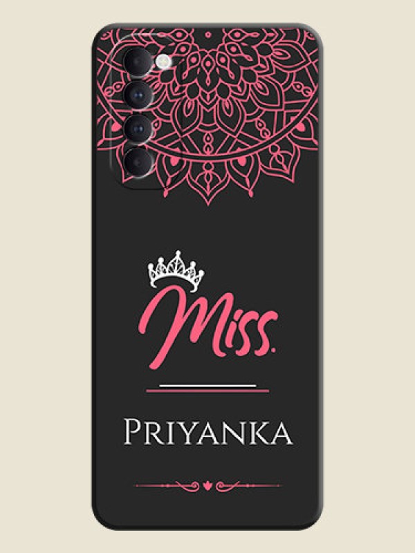 Custom Mrs Name with Floral Design on Space Black Personalized Soft Matte Phone Covers - Oppo Reno 4 Pro