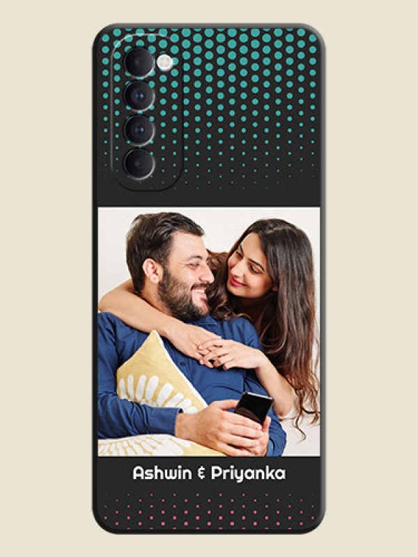 Custom Faded Dots with Grunge Photo Frame and Text on Space Black Custom Soft Matte Phone Cases - Oppo Reno 4 Pro