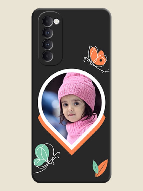 Custom Upload Pic With Simple Butterly Design On Space Black Personalized Soft Matte Phone Covers -Oppo Reno 4 Pro