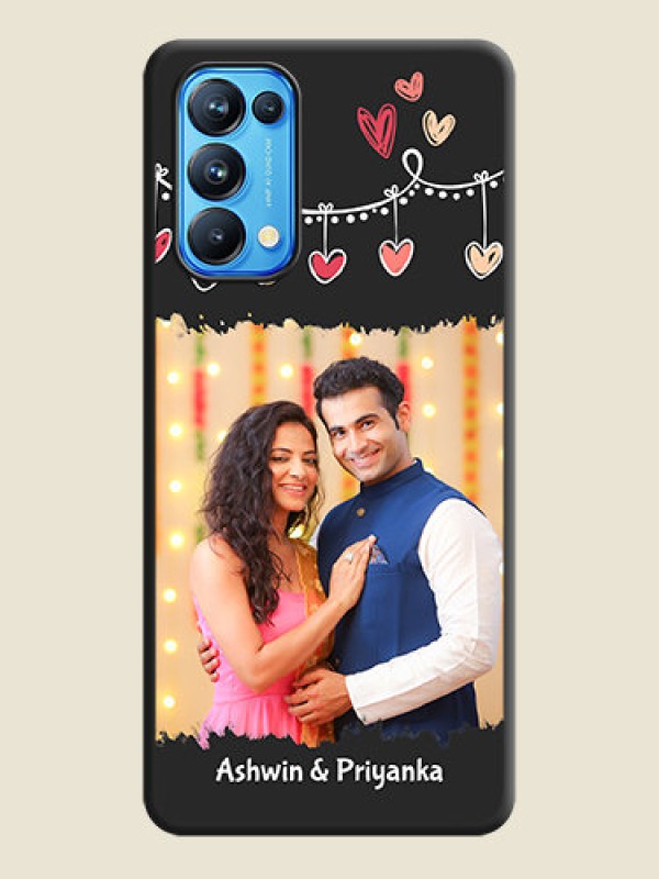 Custom Pink Love Hangings with Name on Space Black Custom Soft Matte Phone Cases - Reno 5 Pro