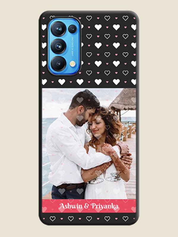 Custom White Color Love Symbols with Text Design on Photo on Space Black Soft Matte Phone Cover - Reno 5 Pro