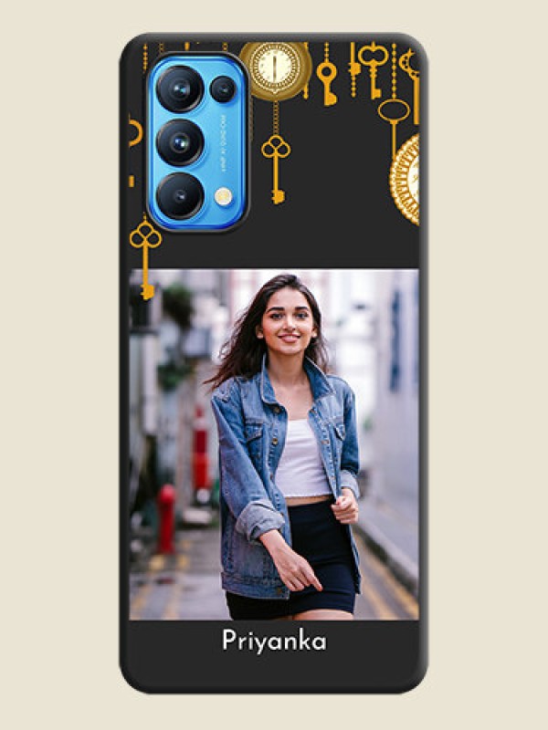 Custom Decorative Design with Text on Space Black Custom Soft Matte Back Cover - Reno 5 Pro