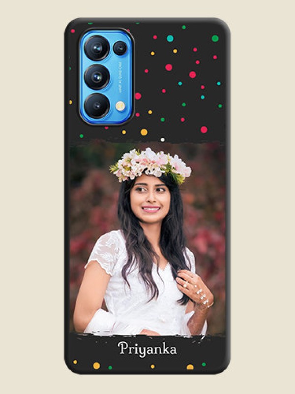 Custom Multicolor Dotted Pattern with Text on Space Black Custom Soft Matte Phone Back Cover - Reno 5 Pro