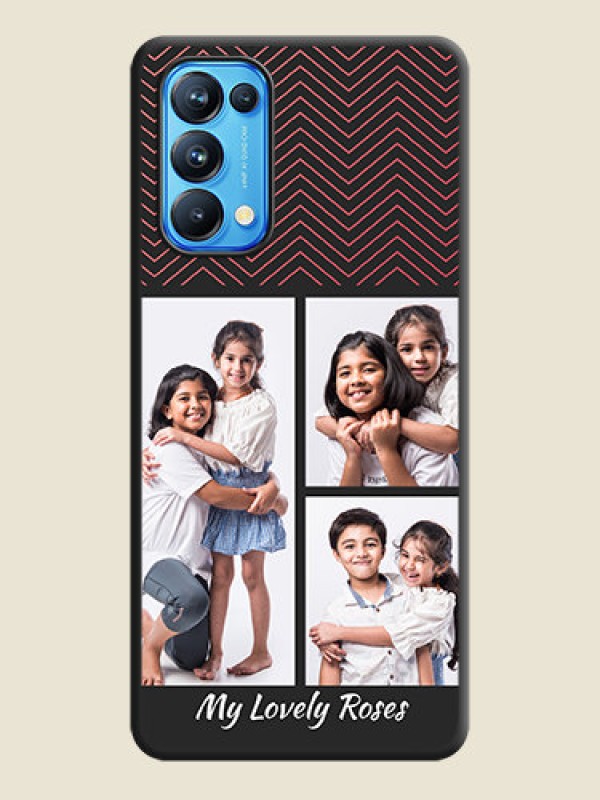 Custom Wave Pattern with 3 Image Holder on Space Black Custom Soft Matte Back Cover - Reno 5 Pro