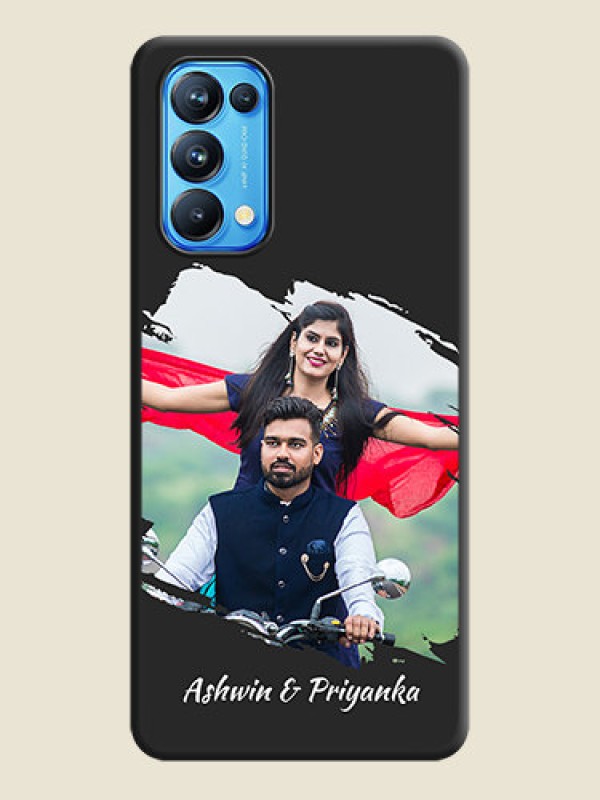 Custom Grunge Brush Strokes on Photo on Space Black Soft Matte Back Cover - Reno 5 Pro