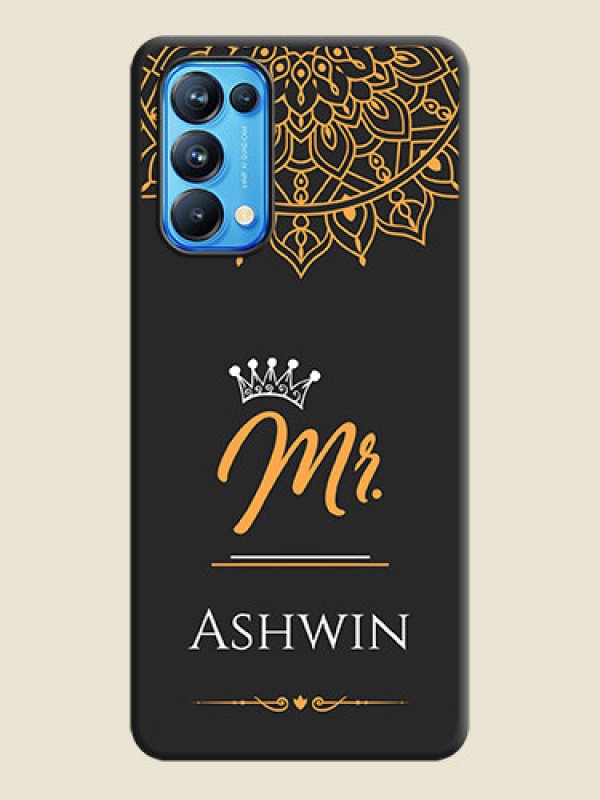 Custom Mr Name with Floral Design  on Personalised Space Black Soft Matte Cases - Reno 5 Pro