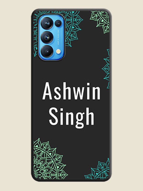 Custom Your Name with Floral Design on Space Black Custom Soft Matte Back Cover - Reno 5 Pro