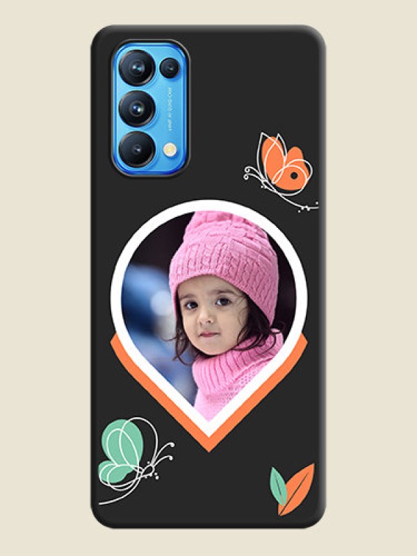 Custom Upload Pic With Simple Butterly Design On Space Black Personalized Soft Matte Phone Covers -Oppo Reno 5 Pro 5G