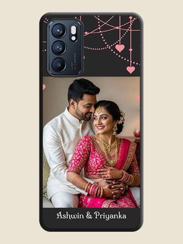 Custom Pink Love Hangings with Text on Space Black Custom Soft Matte Back Cover - Oppo Reno 6 5G